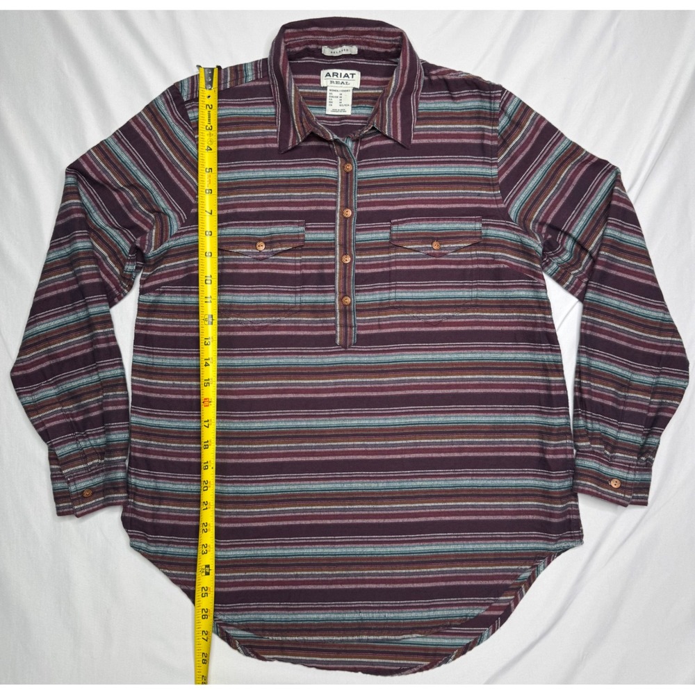 Ariat Real Billie Jean Popover Shirt Womens Medium Striped Flannel Western - Picture 7 of 7